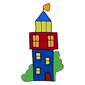 Lighthouse doodle icon, hand drawn illustration. Stock Illustration