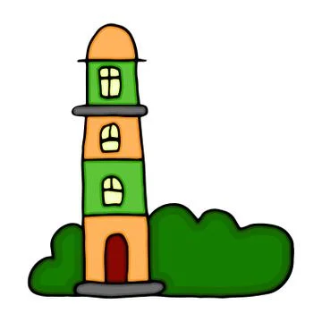 Lighthouse doodle icon, hand drawn illustration. Stock Illustration