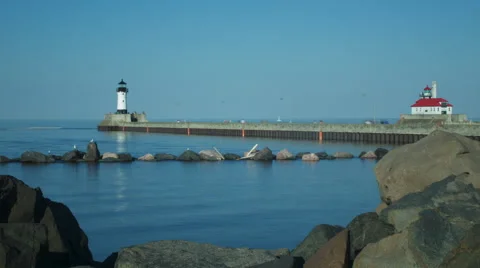 LIGHTHOUSE in Duluth MINNESOTA WIDE 스톡 동영상 65023291