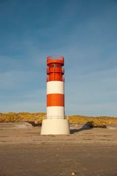 The lighthouse on the dune of Helgoland Stock Photos