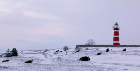 Lighthouse during winter.jh Foto stock