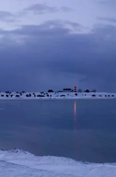 Lighthouse during winter.jh Stock Photos