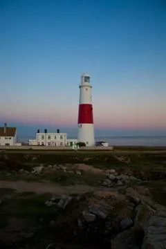 Lighthouse at dusk Stock Photos