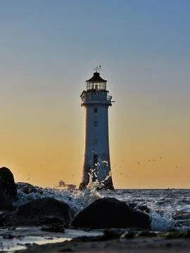 Lighthouse at Dusk Stock Photos