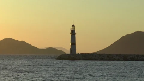 Lighthouse Early Evening Light Stock Footage 125867459
