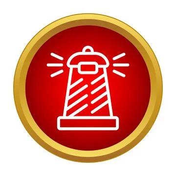 Lighthouse emitting light beacon for navigation icon Illustrazione stock