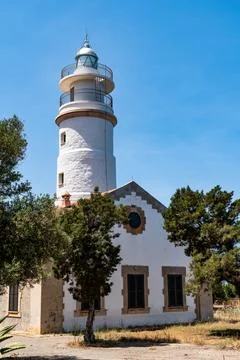Lighthouse Far del Cap Gros near Port de Soller, Mallorca, Spain Stock Photos