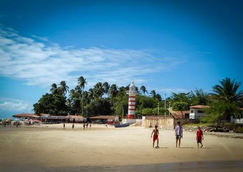 Lighthouse in Farol do Paracuru, Ceara, Brazil Stock Photos