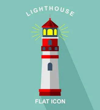 Lighthouse flat icon Stock Illustration