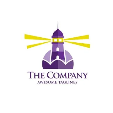 Lighthouse flat logo Stock Illustration