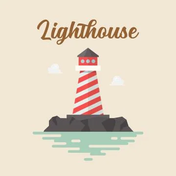 Lighthouse in flat style vector Stock Illustration