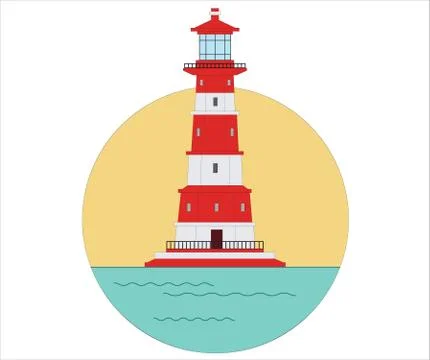 Lighthouse in flat style vector. Stock Illustration
