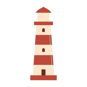 Lighthouse flat vector illustration isolated on white background Stock Illustration