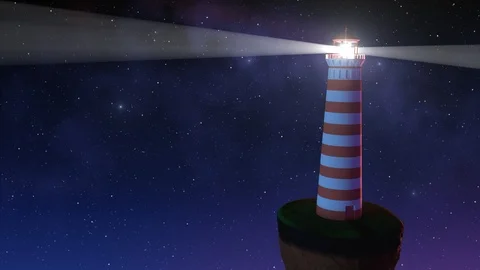 Lighthouse floating in space in the right side (loop) Видео 120282888