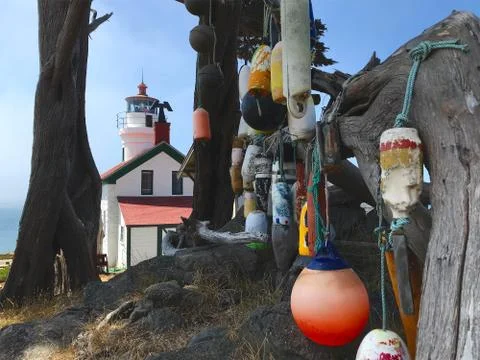 Lighthouse floats Stock Photos