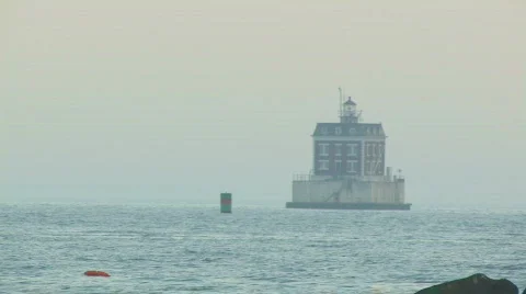 Lighthouse in the fog hdp Video stock 493478