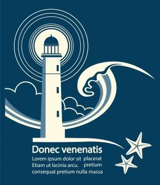 Lighthouse graphic poster for text Stock Illustration