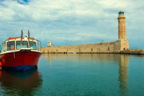 Lighthouse. Greece. Crete. Rethymnon Stock Photos