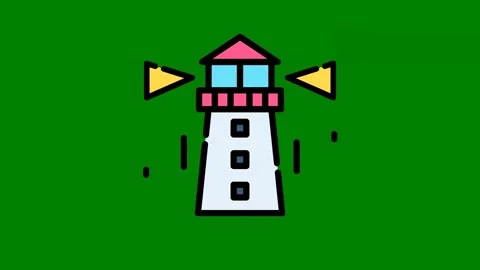 Lighthouse green background icon angreen screen animated chromakey background Video stock 314066755