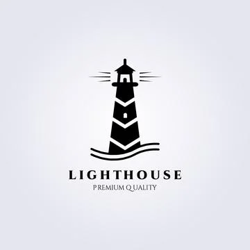 Lighthouse guard tower logo vector illustration design, black vintage symbol Stock Illustration