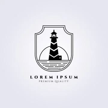 Lighthouse guard tower logo vector illustration design, black sunset vintage  Stock Illustration