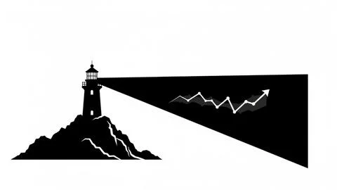 Lighthouse guiding growth Stock Illustration