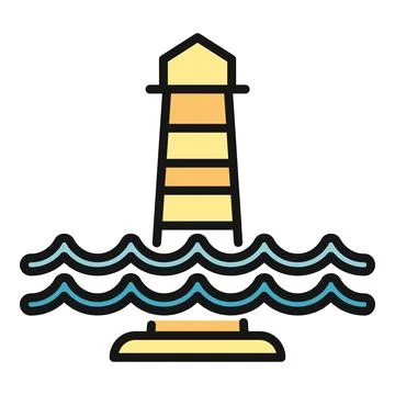 Lighthouse guiding navigation on stormy ocean water Stock Illustration