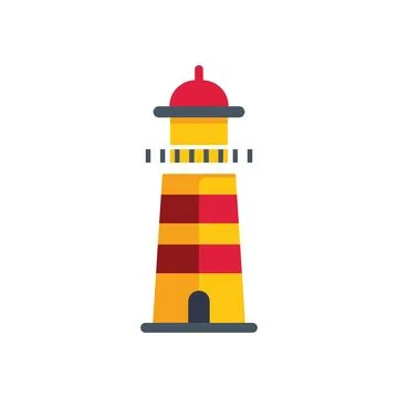 Lighthouse guiding ships with bright light at night, minimalist vector illu.. Stock Illustration