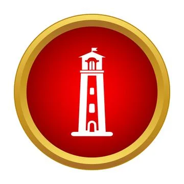 Lighthouse guiding ships from coastline navigation simple icon Stock Illustration