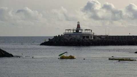 Lighthouse at the harbor in Puerto de Mogan Gran Canaria Spain Video stock 86103815