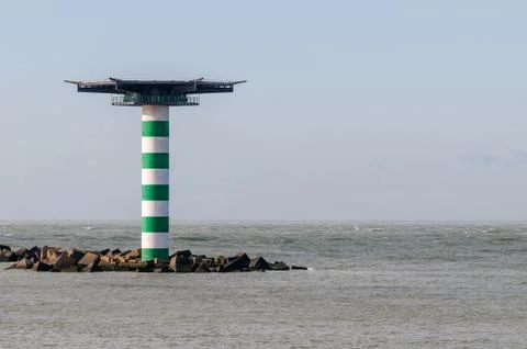 Lighthouse with heliplatform Stock Photos