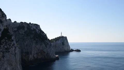 Lighthouse on high cliffs. Stock Footage 220021595