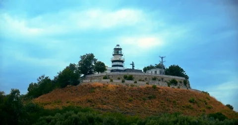 Lighthouse on a hill Stock Footage 116884127