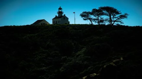 Lighthouse on a Hill Stock Photos