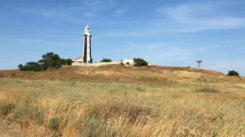 Lighthouse on a hill. Static shot. Stock Footage 117486362