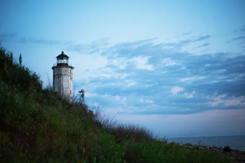 Lighthouse on the hillside Stock Photos