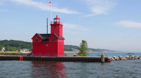 Lighthouse in Holland Michigan Stock Footage 64606729