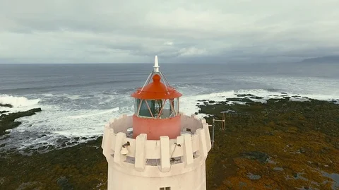 Lighthouse in Iceland. Drone video. Stock Footage 119996801