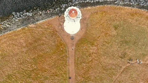 Lighthouse in Iceland. Drone video. Stock Footage 119996810