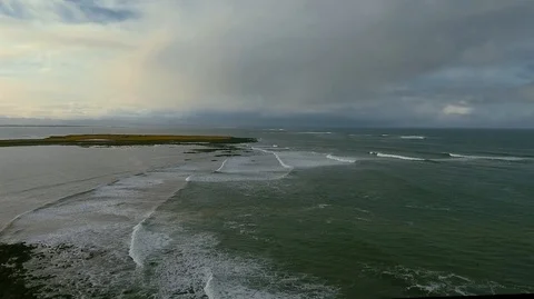 Lighthouse in Iceland. Drone video. Stock Footage 119996880