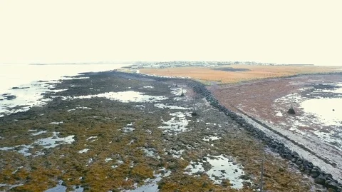 Lighthouse in Iceland. Drone video. Stock Footage 119997103