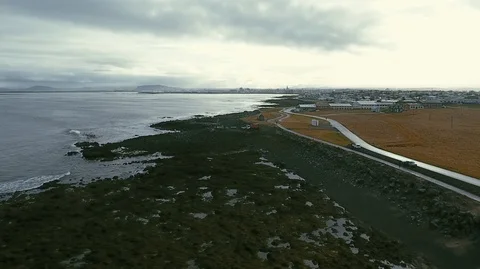 Lighthouse in Iceland. Drone video. Stock Footage 119997153