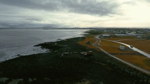 Lighthouse in Iceland. Drone video. Stock Footage 119997171