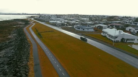 Lighthouse in Iceland. Drone video. Stock Footage 119997264