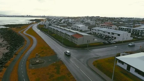 Lighthouse in Iceland. Drone video. Stock Footage 119997295