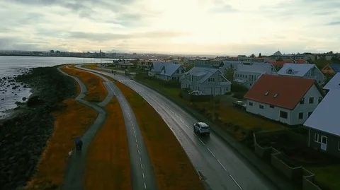 Lighthouse in Iceland. Drone video. Stock Footage 119997368