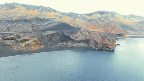 Lighthouse in Iceland. Drone video. Stock Footage 119998686