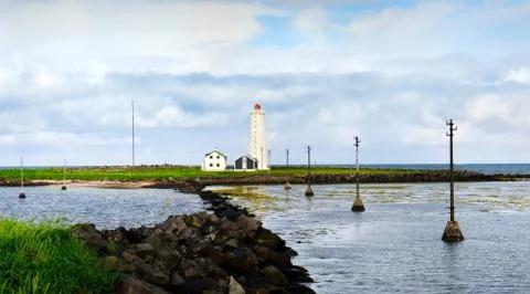 Lighthouse in iceland Stock Photos