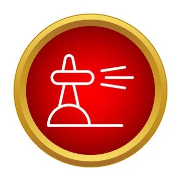 Lighthouse icon emitting light in red circle Stock Illustration
