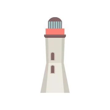 Lighthouse icon in flat style isolated on white background. Vector Stock Illustration